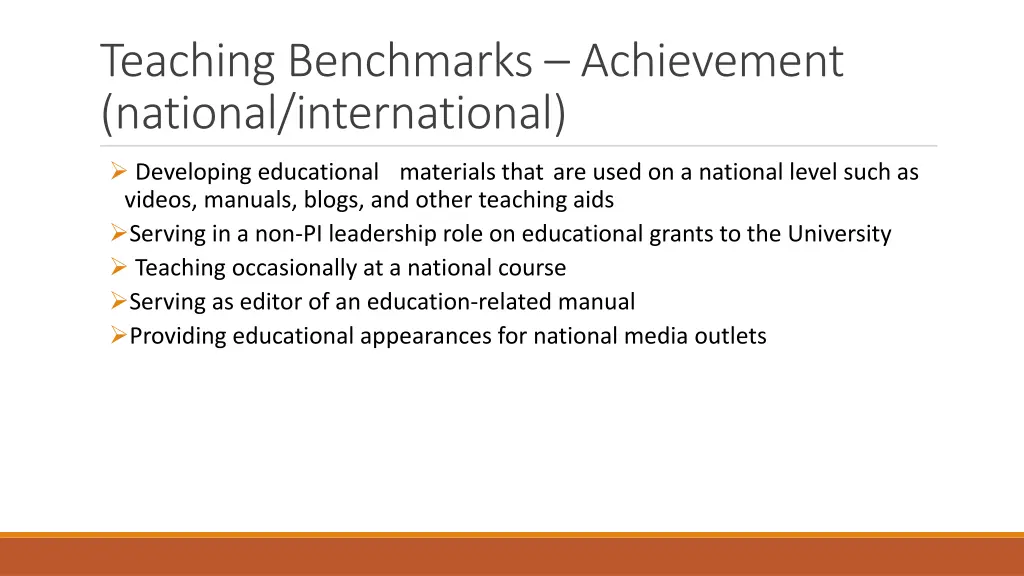 teaching benchmarks achievement national