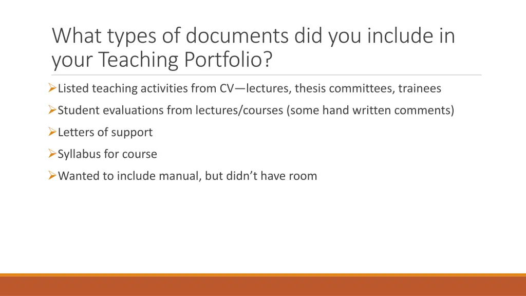 what types of documents did you include in your 2