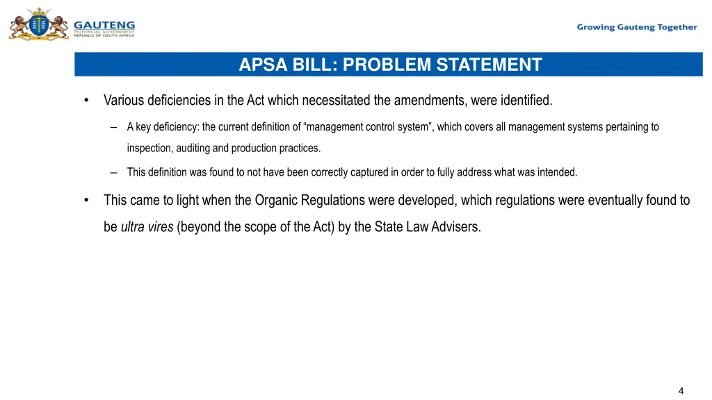 apsa bill problem statement