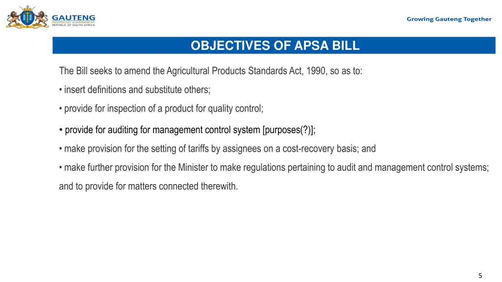 objectives of apsa bill