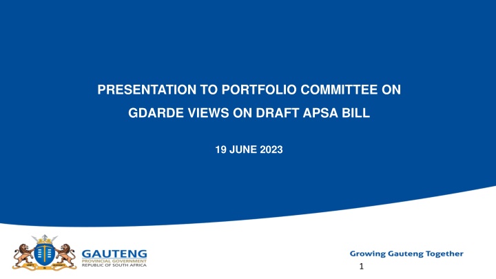 presentation to portfolio committee on