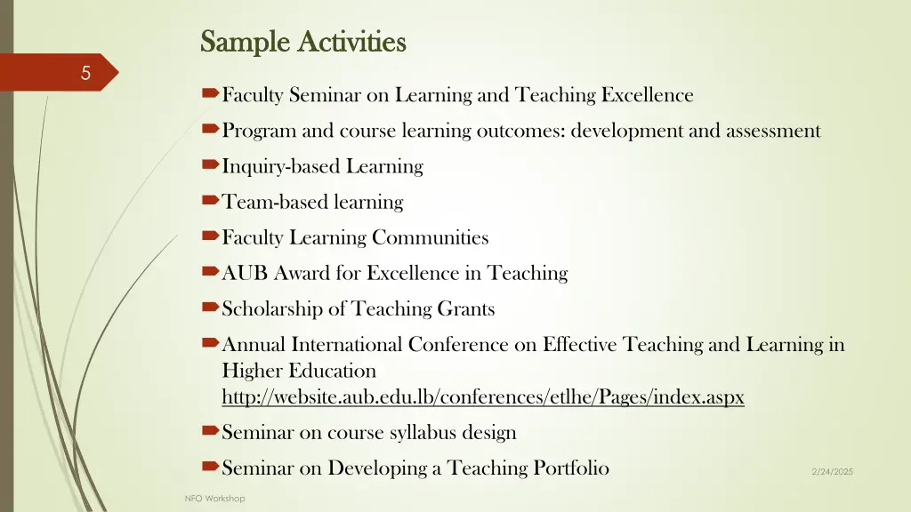 sample activities sample activities