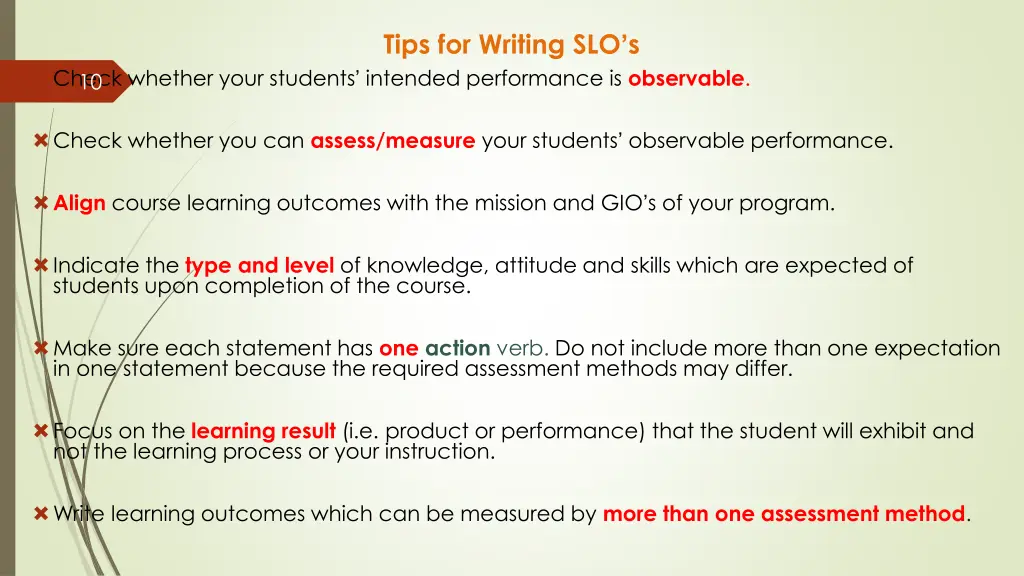 tips for writing slo s