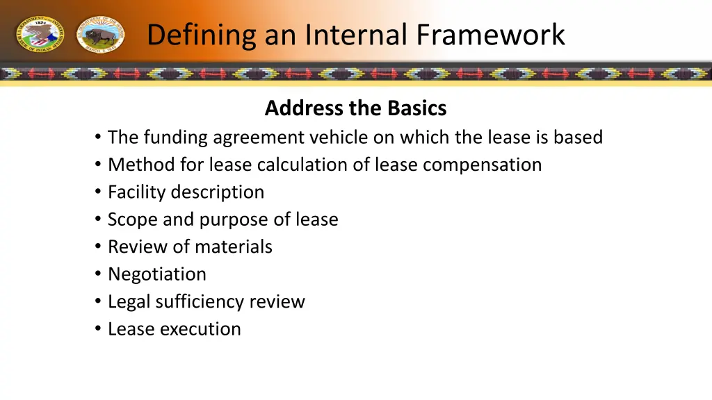 defining an internal framework
