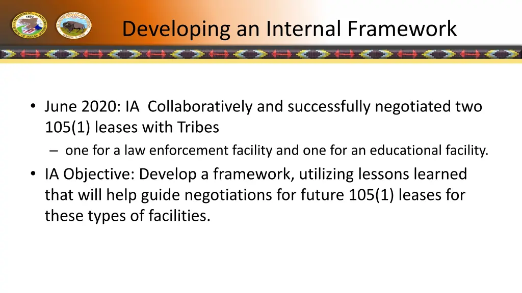 developing an internal framework