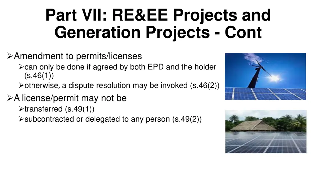 part vii re ee projects and generation projects 1