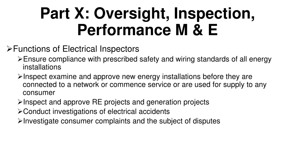part x oversight inspection performance m e 1