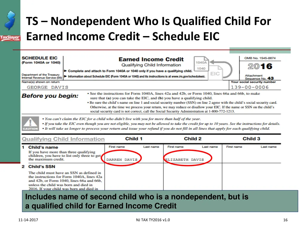 ts nondependent who is qualified child for earned 1