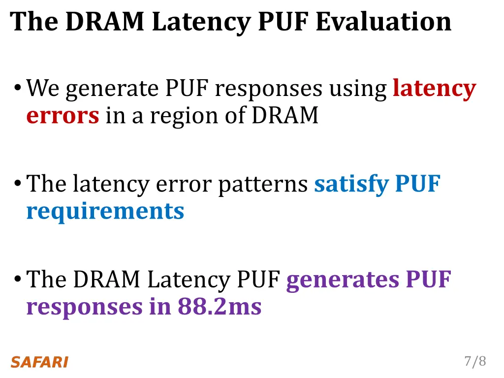 the dram latency puf evaluation