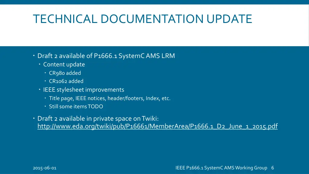 technical documentation update