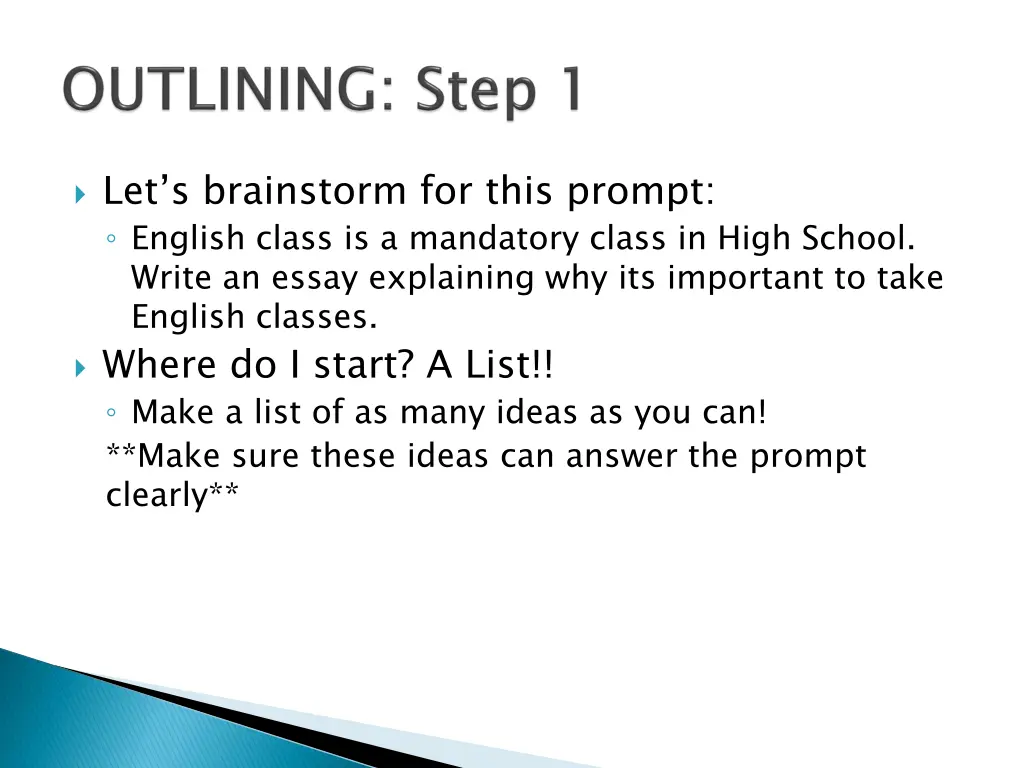 let s brainstorm for this prompt english class