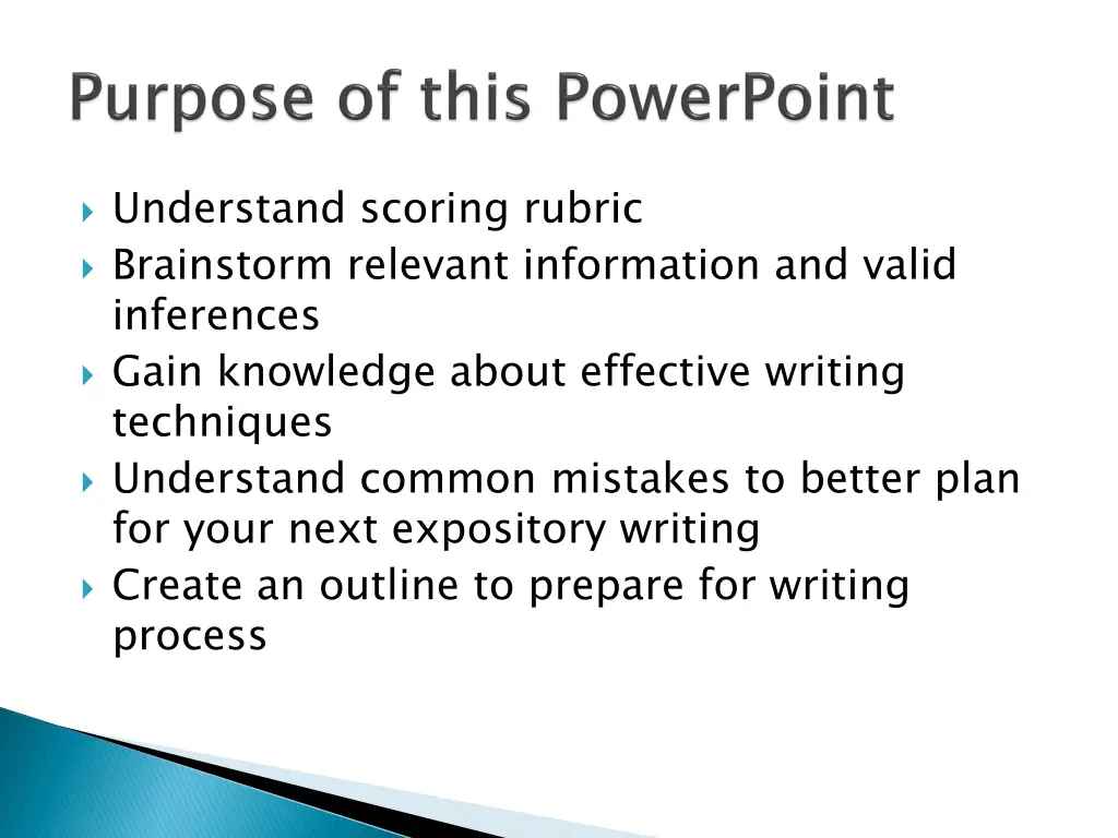 understand scoring rubric brainstorm relevant