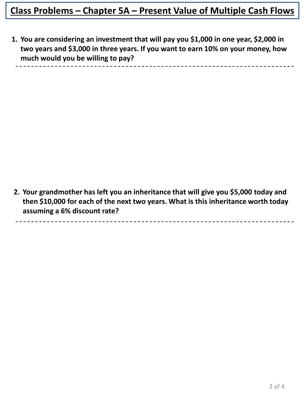 class problems chapter 5a present value