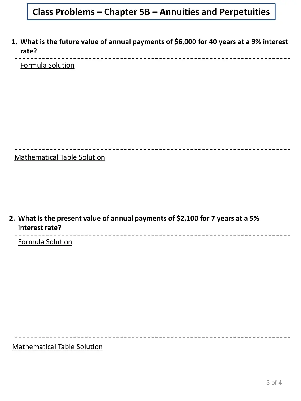 class problems chapter 5b annuities