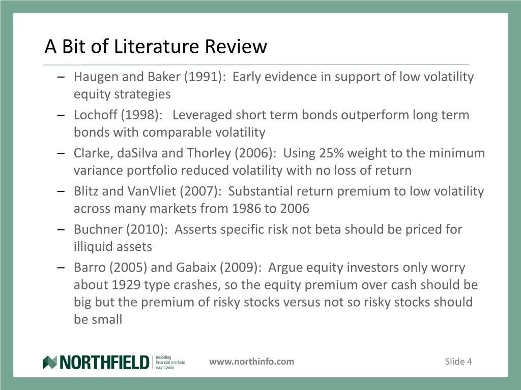 a bit of literature review
