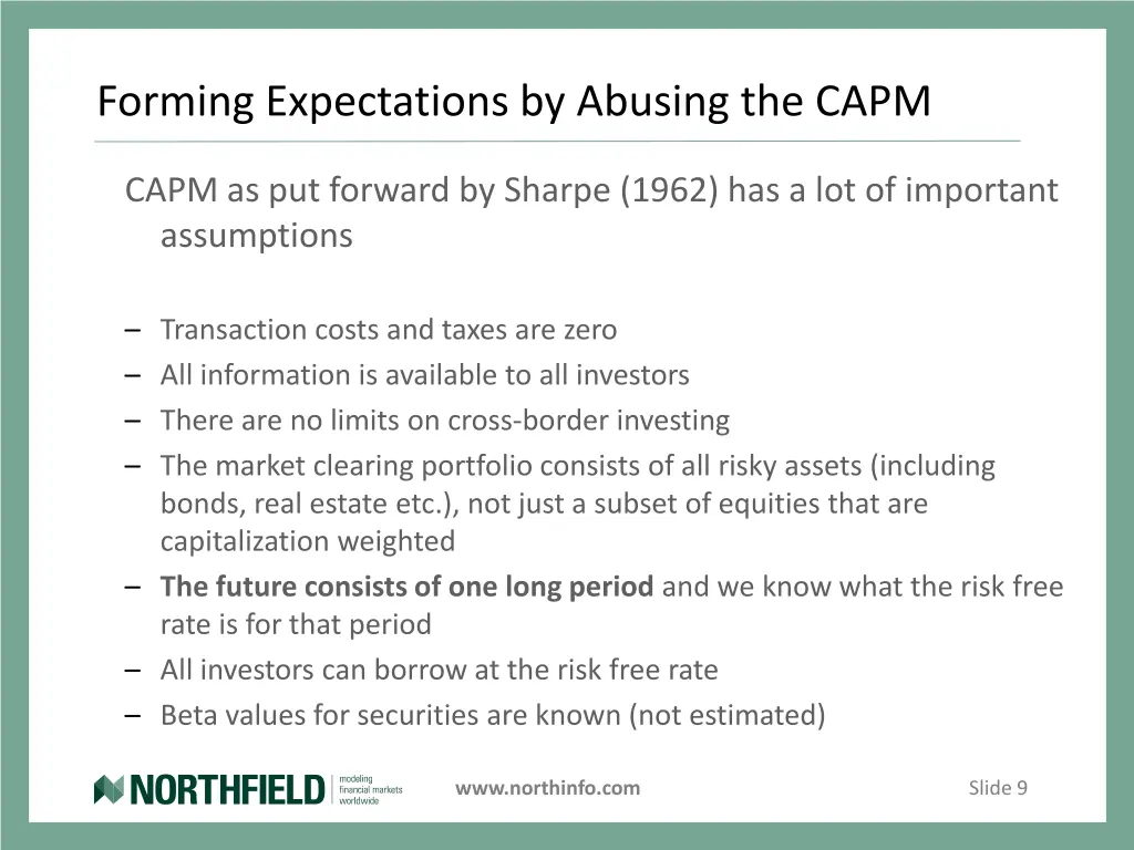 forming expectations by abusing the capm