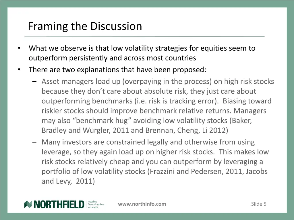 framing the discussion