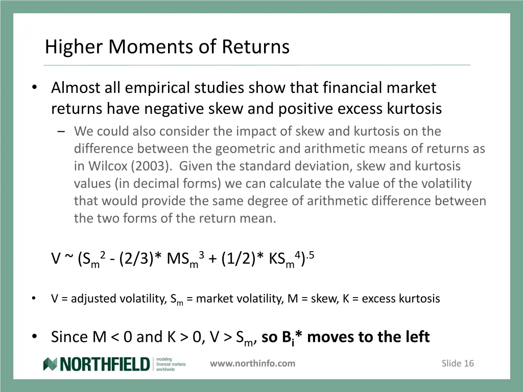 higher moments of returns