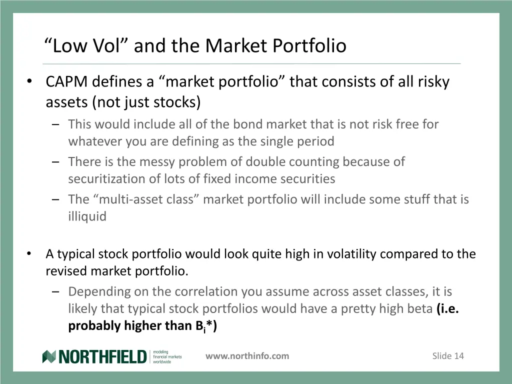 low vol and the market portfolio