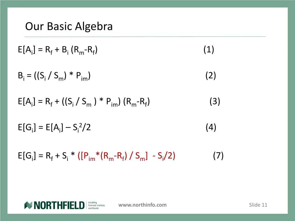 our basic algebra
