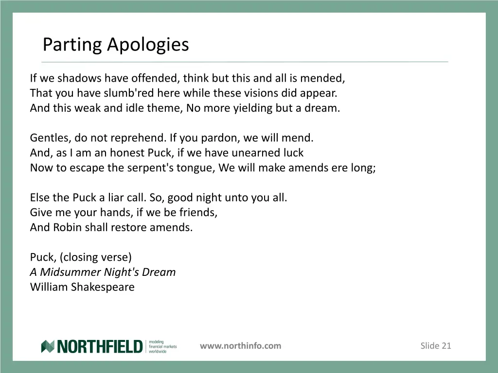 parting apologies
