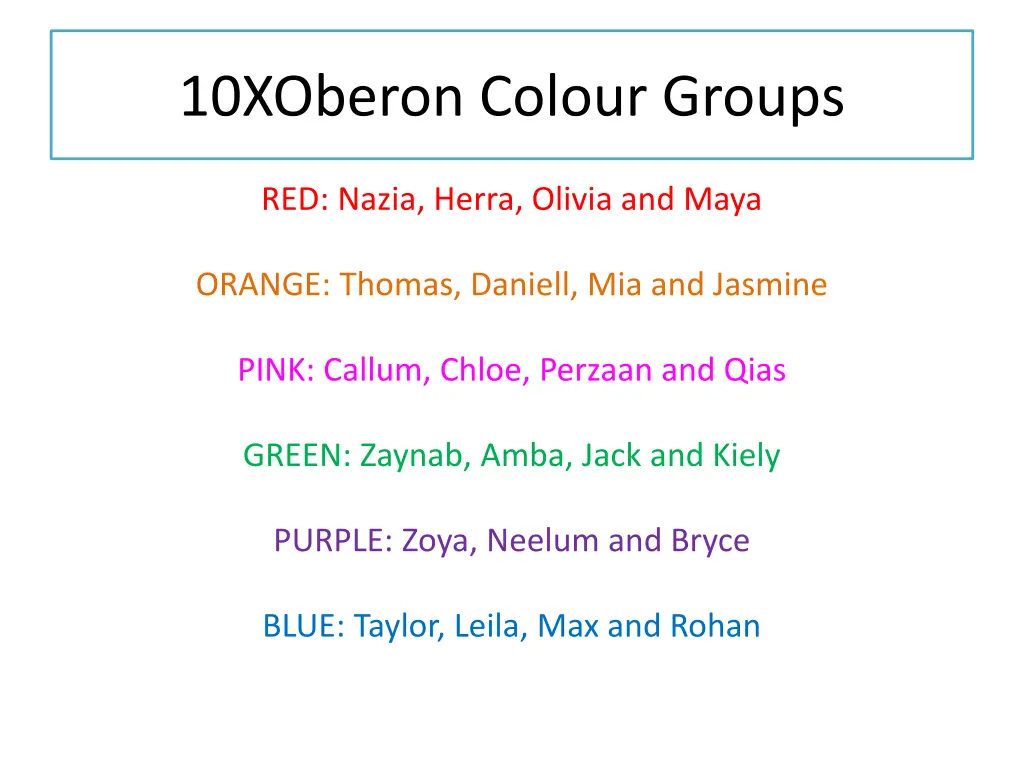 10xoberon colour groups