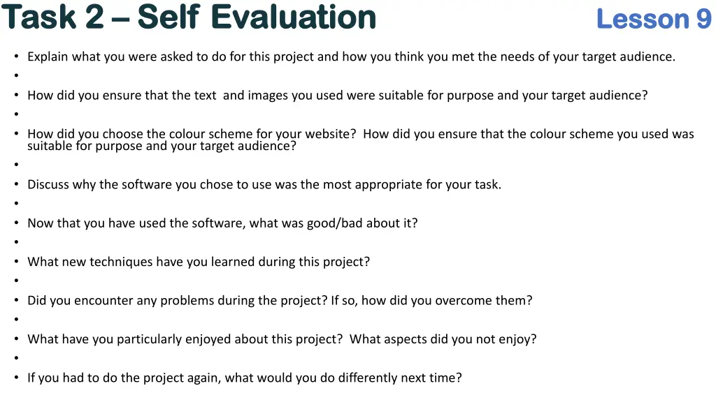task 2 task 2 self evaluation self evaluation