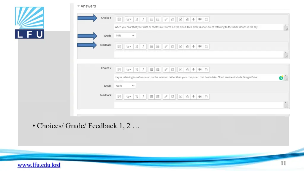choices grade feedback 1 2