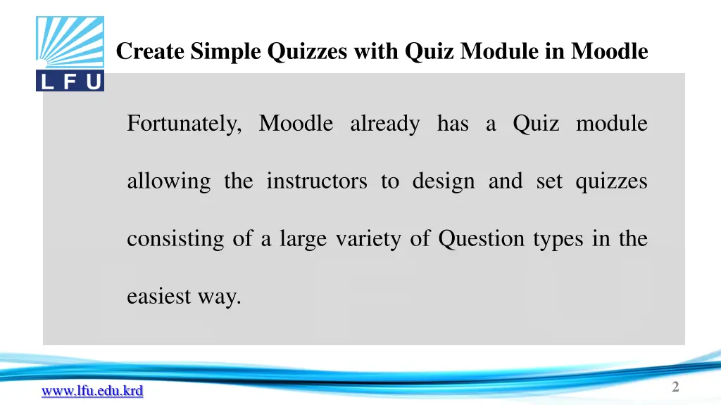 create simple quizzes with quiz module in moodle