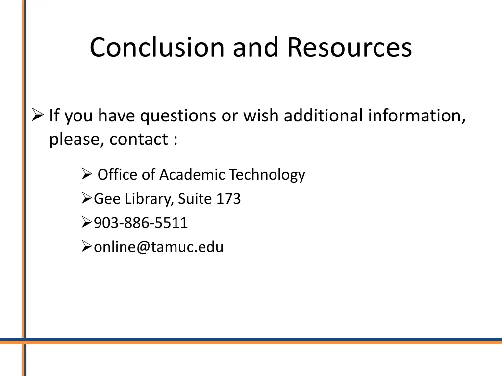 conclusion and resources