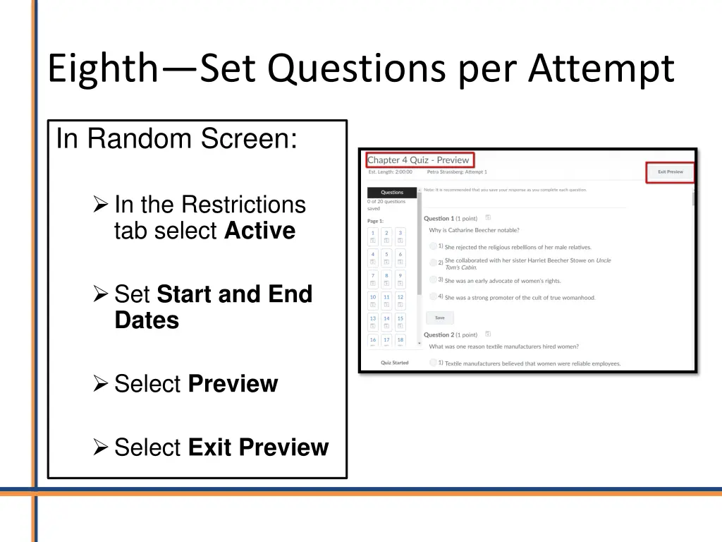 eighth set questions per attempt