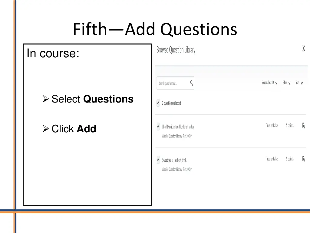 fifth add questions in course
