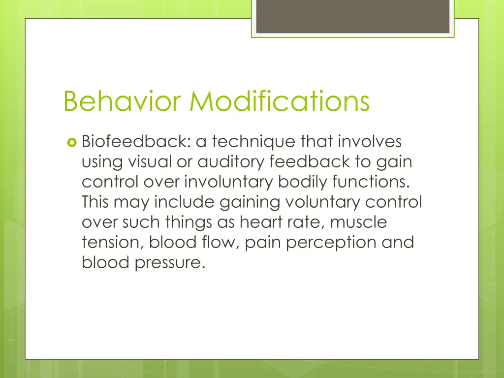 behavior modifications