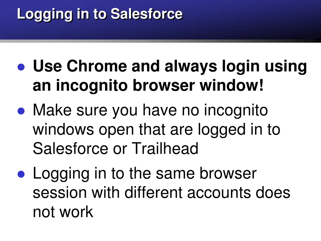 logging in to salesforce