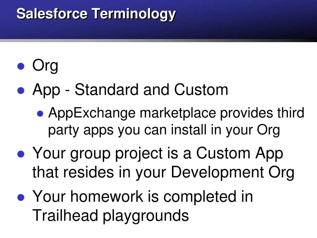 salesforce terminology
