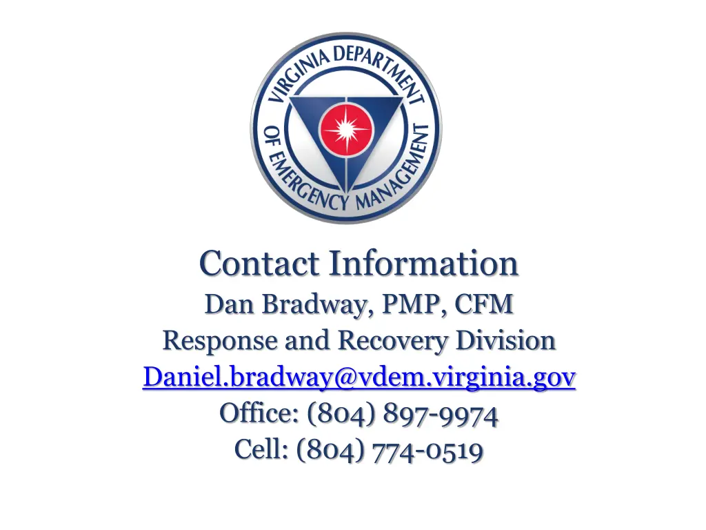 contact information dan bradway pmp cfm response