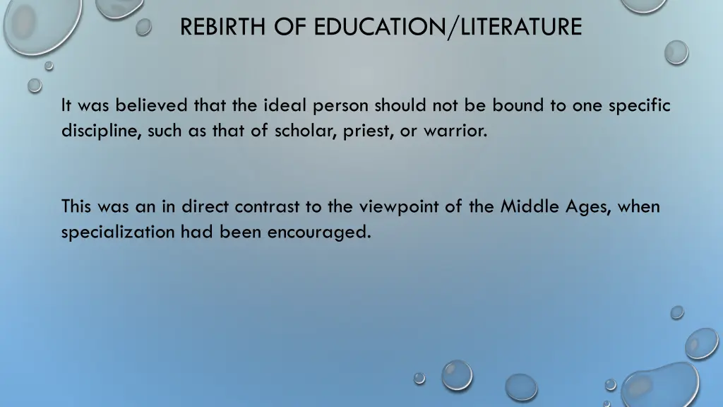 rebirth of education literature