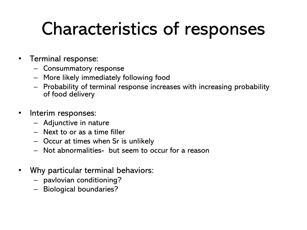 characteristics of responses