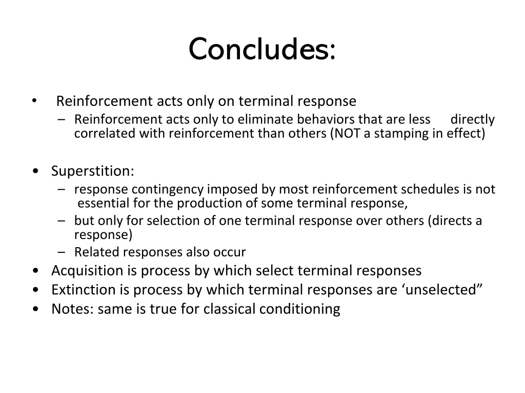 concludes
