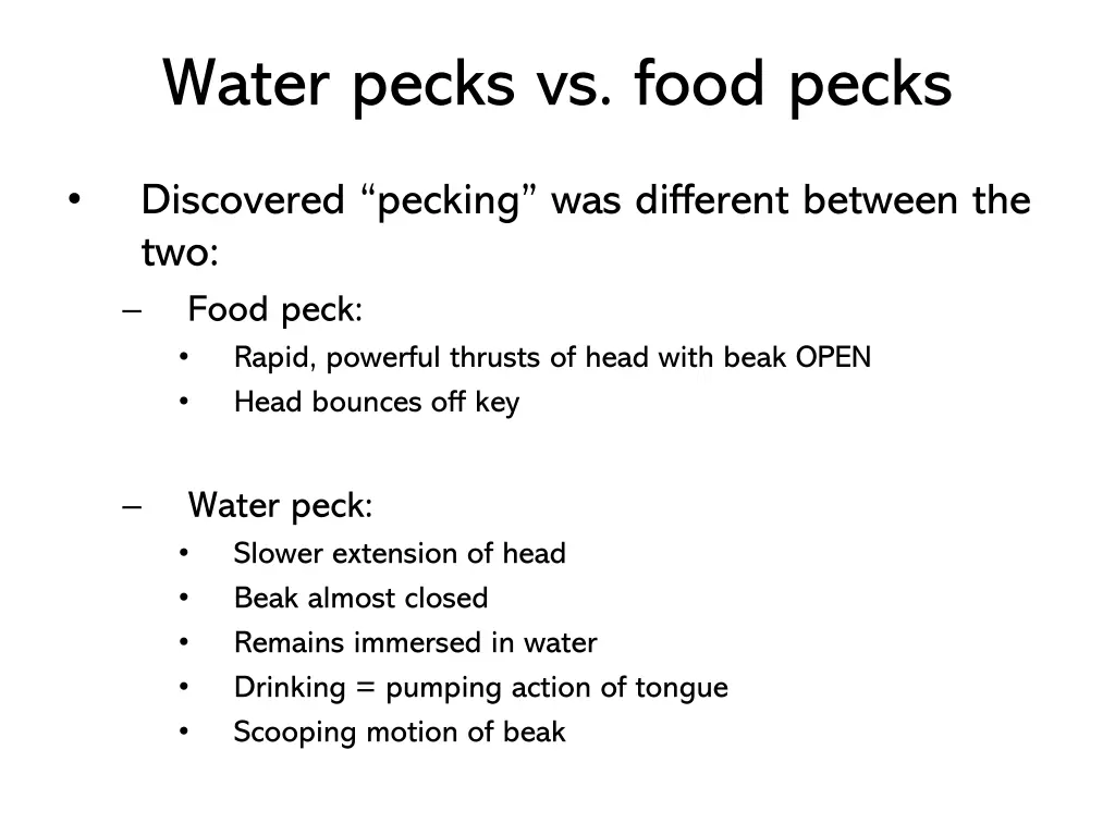 water pecks vs food pecks