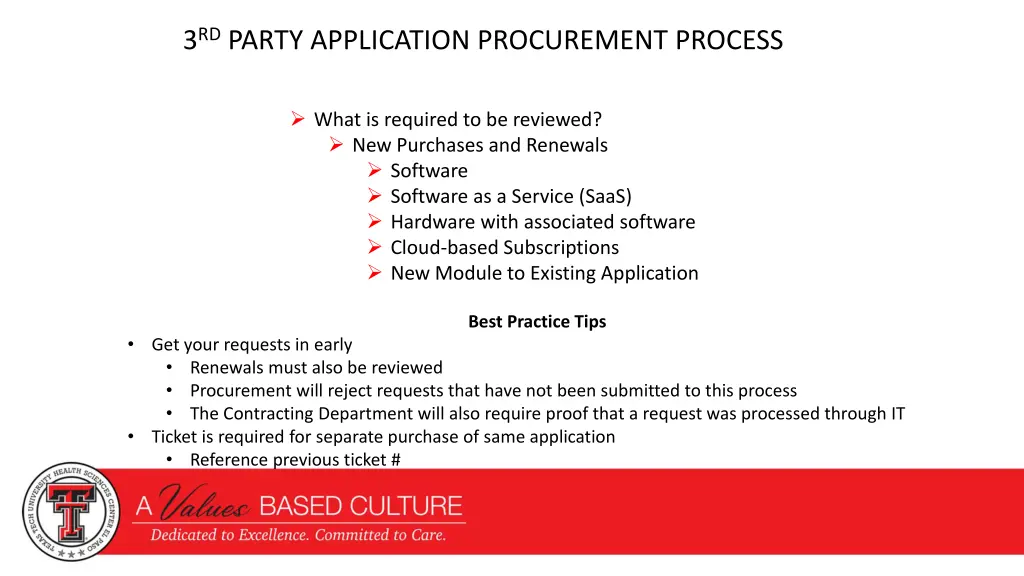 3 rd party application procurement process