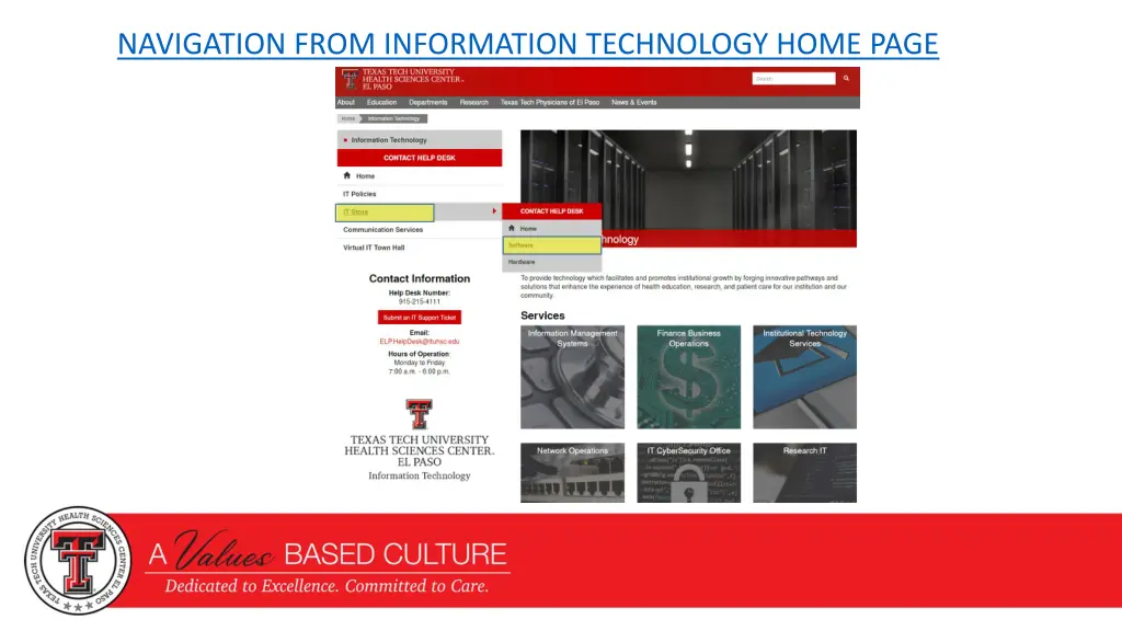 navigation from information technology home page