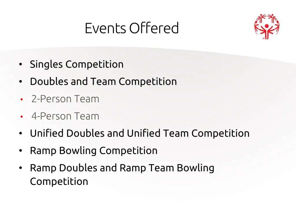 events offered
