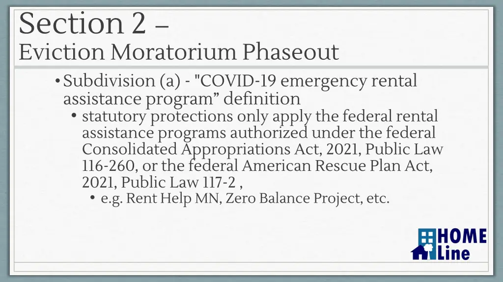 section 2 eviction moratorium phaseout