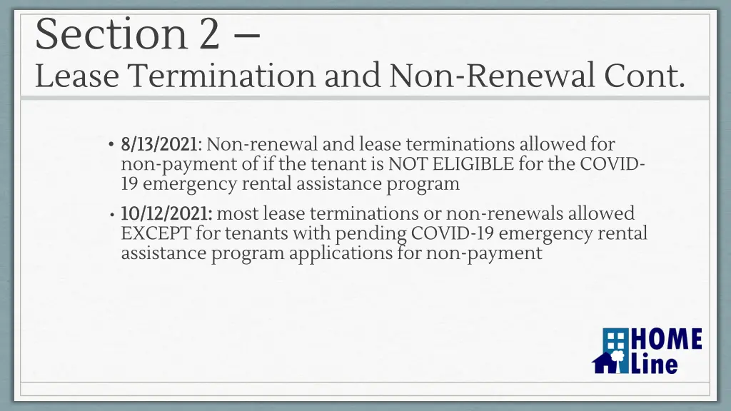 section 2 lease termination and non renewal cont