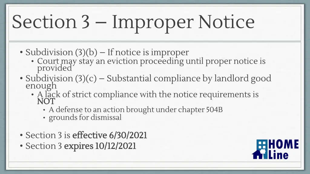 section 3 improper notice