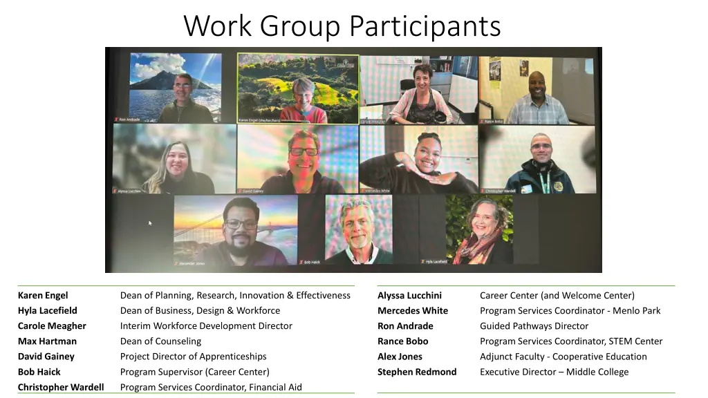 work group participants