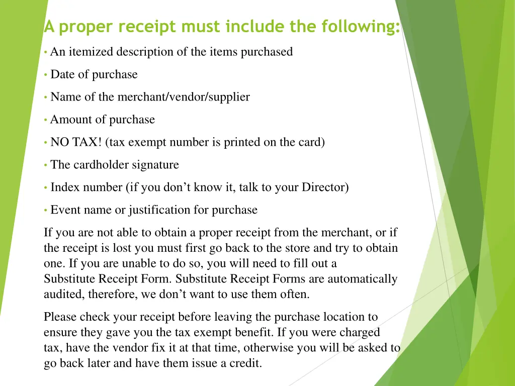 a proper receipt must include the following