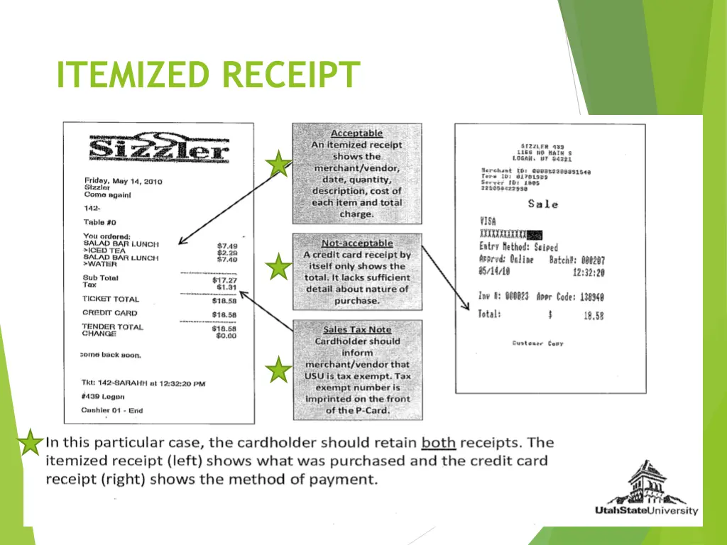 itemized receipt