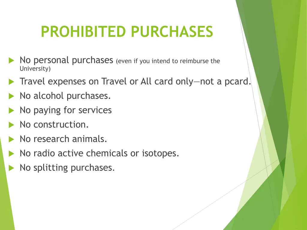 prohibited purchases